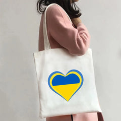 Love Heart Ukraine Flag Sunflower UKRAINI Ukrainian Canvas Shoulder Bag
