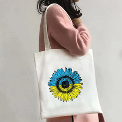 Love Heart Ukraine Flag Sunflower UKRAINI Ukrainian Canvas Shoulder Bag