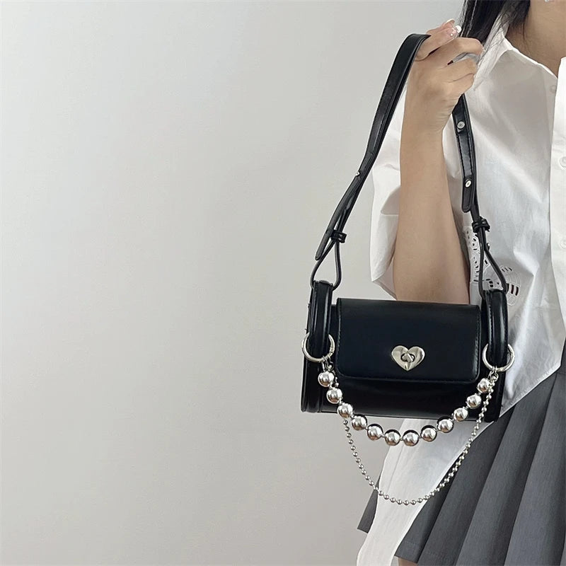 Love Lock Women's Bucket Shoulder Bag Chain Girls Underarm Bags