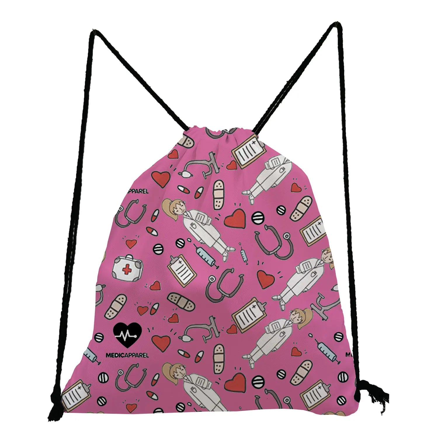 Love Nurse Printed Backpack Drawstring Bags Preppy Style