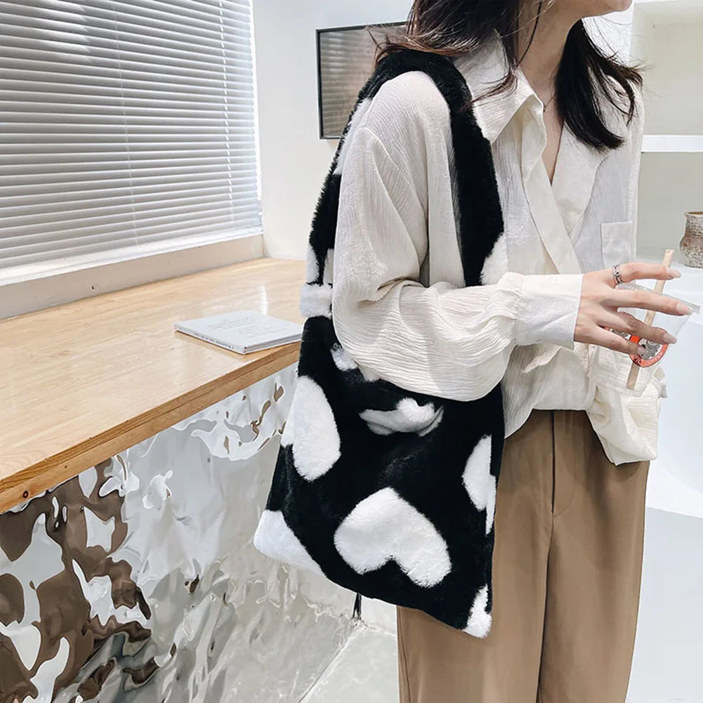 Plush Messenger Bag Shoulder Bag Women Handbag Winter Hit Tote Bags