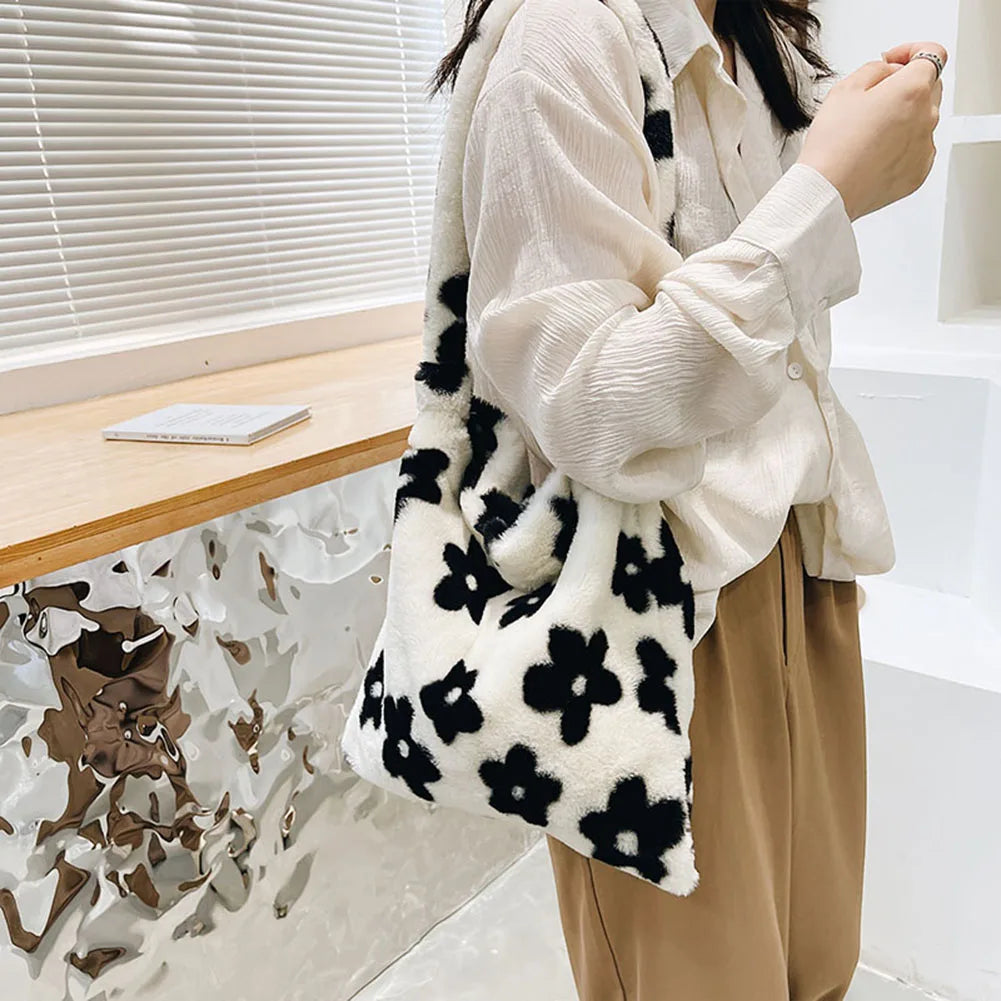Plush Messenger Bag Shoulder Bag Women Handbag Winter Hit Tote Bags