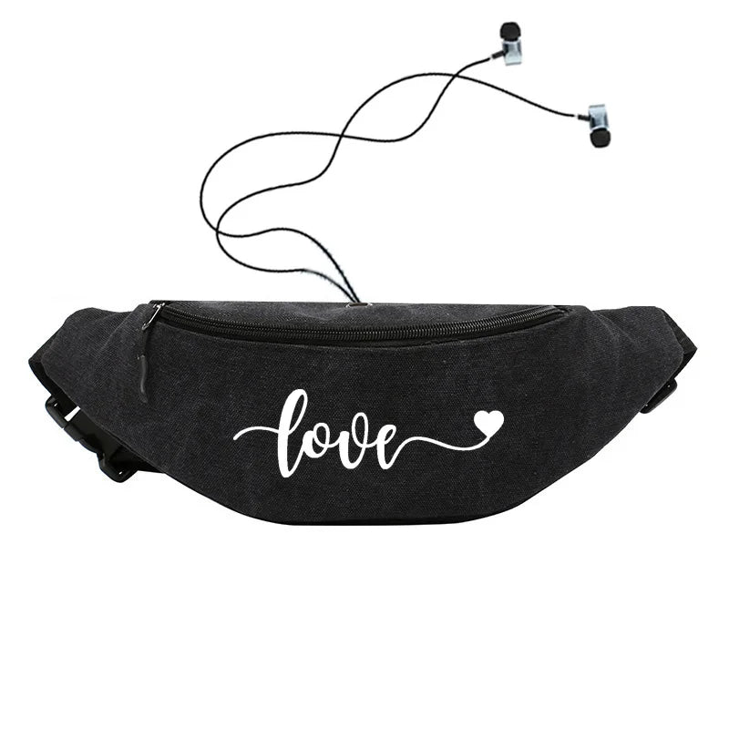 Love Printed Waist Bag Fanny Pack Gift Money Phone Hip Hop Pouch