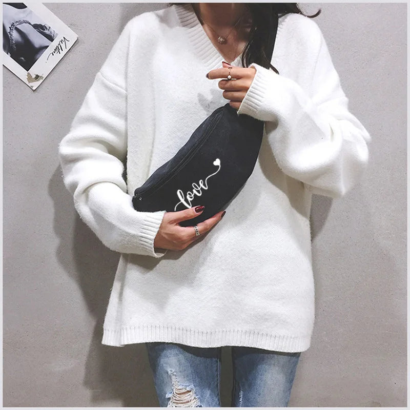 Love Printed Waist Bag Fanny Pack Gift Money Phone Hip Hop Pouch