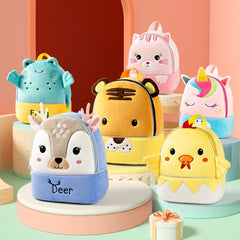 Cute 3D Animal Backpack for Baby Boy Girl Snack Storage Plush Kindergarten