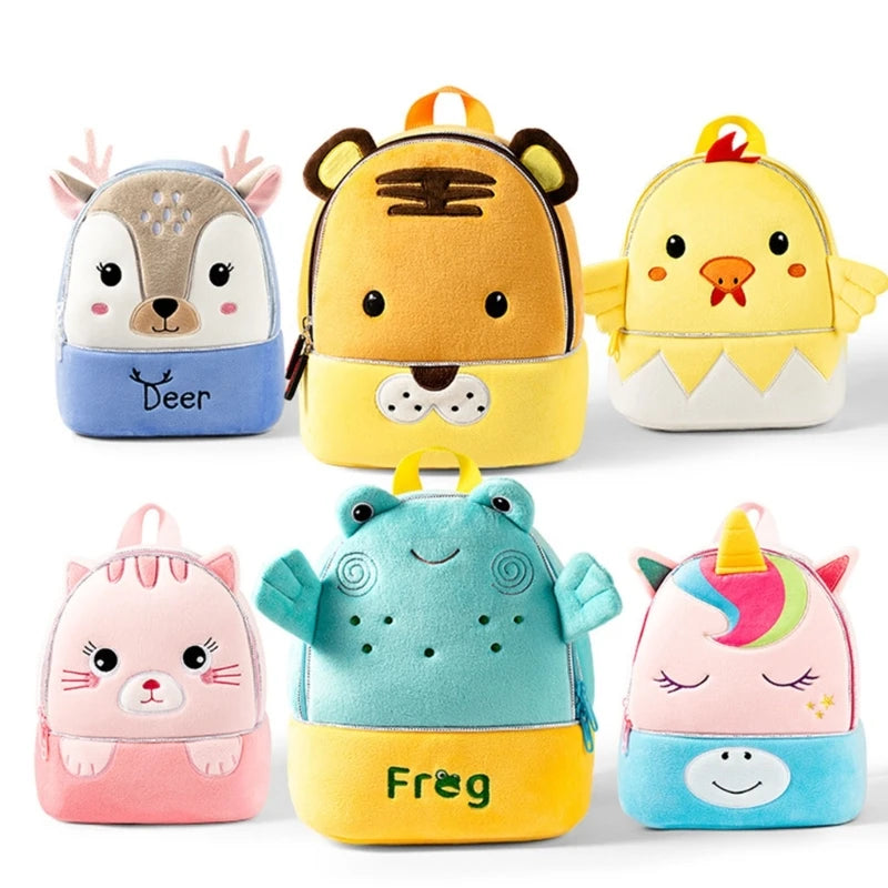 Cute 3D Animal Backpack for Baby Boy Girl Snack Storage Plush Kindergarten