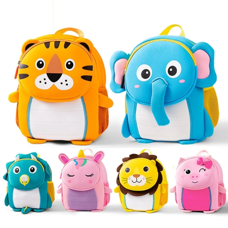 Cute 3D Animal Backpack for Kids, Waterproof Neoprene Kindergarten School Bag