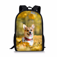 Cute Welsh Corgi Pembroke Print Orthopedic Kids Backpack