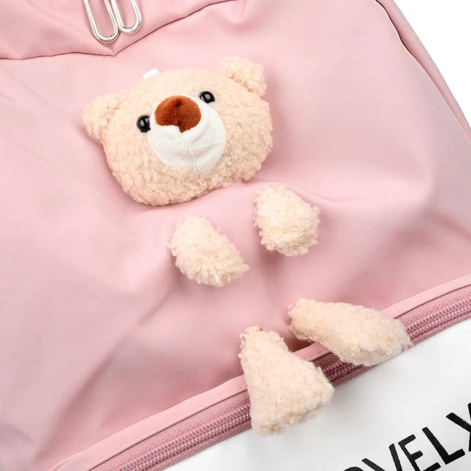 3D Cartoon Bear School Bag College Backpack for Girls, Women Plush Travel