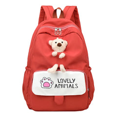 3D Cartoon Bear School Bag College Backpack for Girls, Women Plush Travel