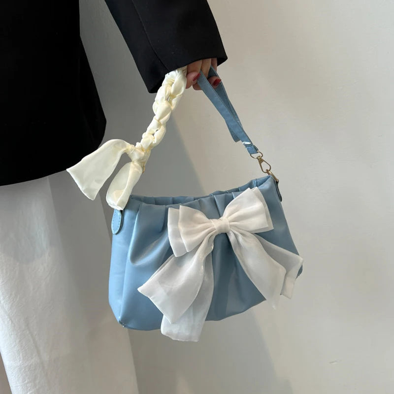 Pleated Shoulder Bag for Girls Ladies Underarm Casual Tote Purse