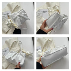 Pleated Shoulder Bag for Girls Ladies Underarm Casual Tote Purse