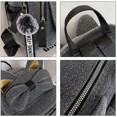Velvet Harajuku Backpack Women Teenage Girl School Bag