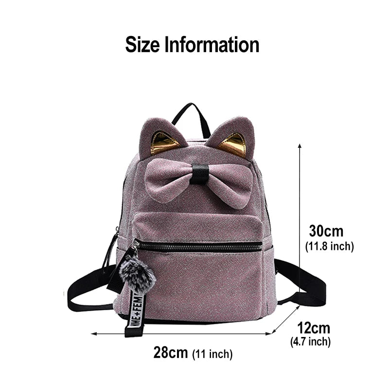 Velvet Harajuku Backpack Women Teenage Girl School Bag