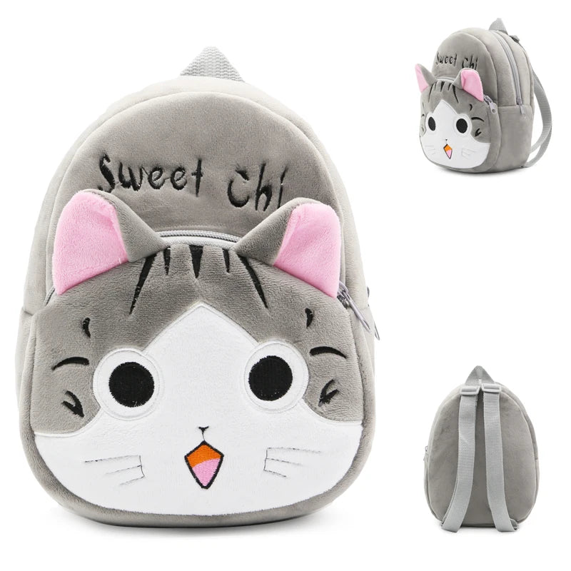 Lovely Cat Shape Backpack Plush Cartoon School Bags For Kids