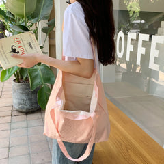 Embroidery Casual Tote Bags for Girls Large Capacity Canvas Shopper Bags