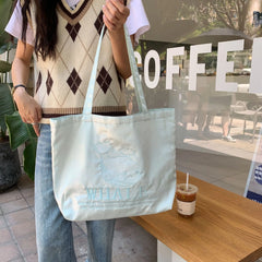 Embroidery Casual Tote Bags for Girls Large Capacity Canvas Shopper Bags