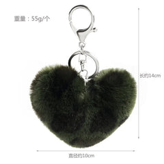 Leopard Print Pompom Keychain Girls Fluffy Keyring Faux Fur Ball Car Key Chain
