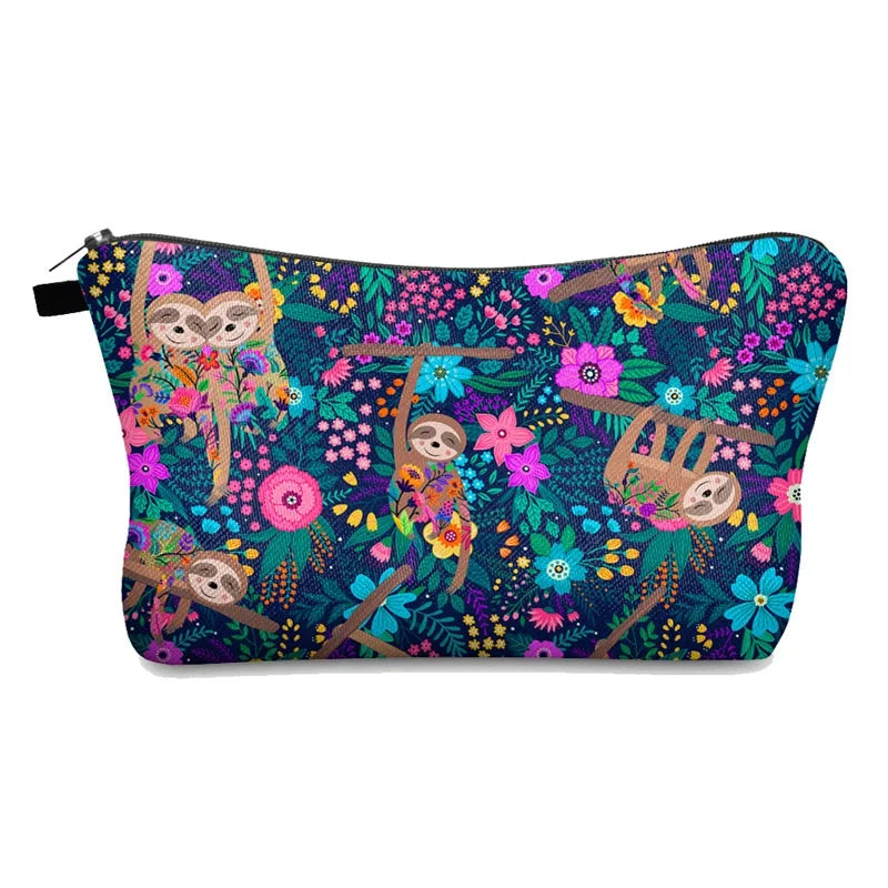 Monkey Printed Pencil Bag and Cosmetics Organizer for Travel
