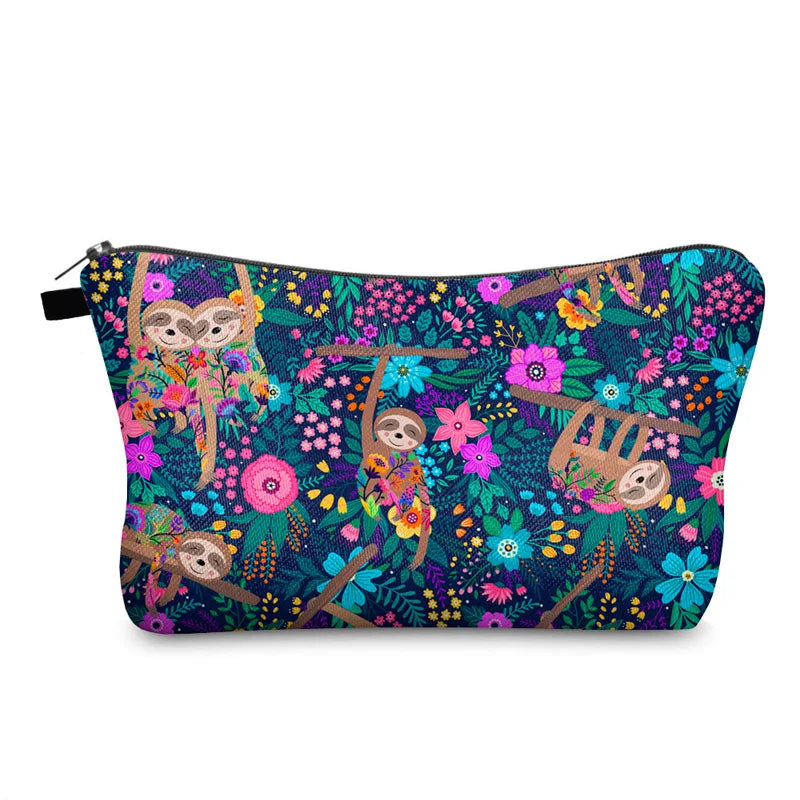 Monkey Printed Pencil Bag and Cosmetics Organizer for Travel
