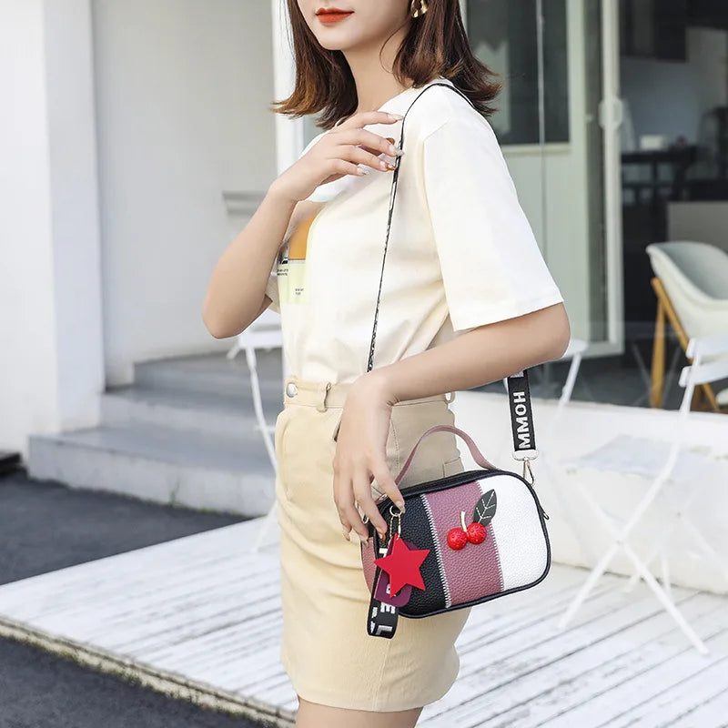 Small Square Shoulder Bag PU Leather Crossbody Tassel Messenger Bag