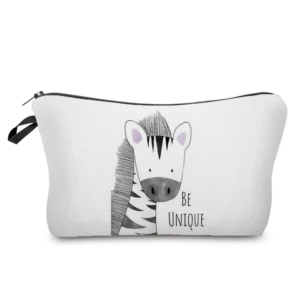 Watercolor Animal Prints Cosmetic Case Woman Dinosaur Bear Makeup Bag