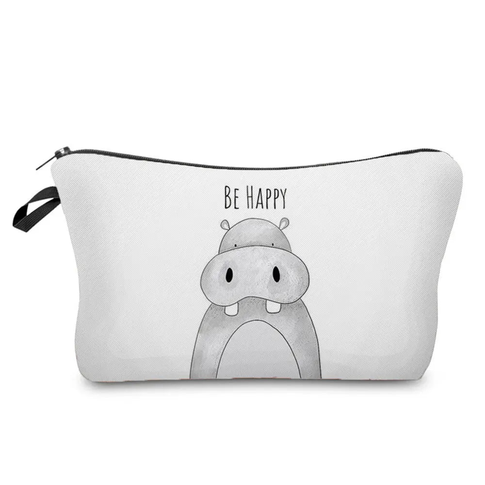 Watercolor Animal Prints Cosmetic Case Woman Dinosaur Bear Makeup Bag
