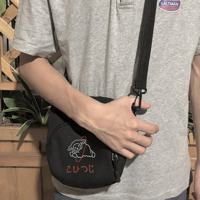 Women Canvas Shoulder Bag Handbags Student Phone Bag Cartoon Printing Crossbody