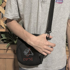 Women Canvas Shoulder Bag Handbags Student Phone Bag Cartoon Printing Crossbody