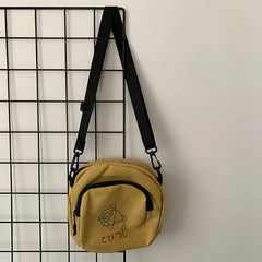 Women Canvas Shoulder Bag Handbags Student Phone Bag Cartoon Printing Crossbody