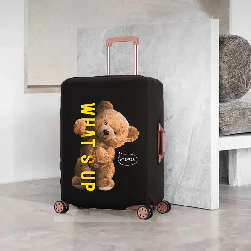 Bear Doll Print Luggage Cover Thicker Protective Scratch Resistant
