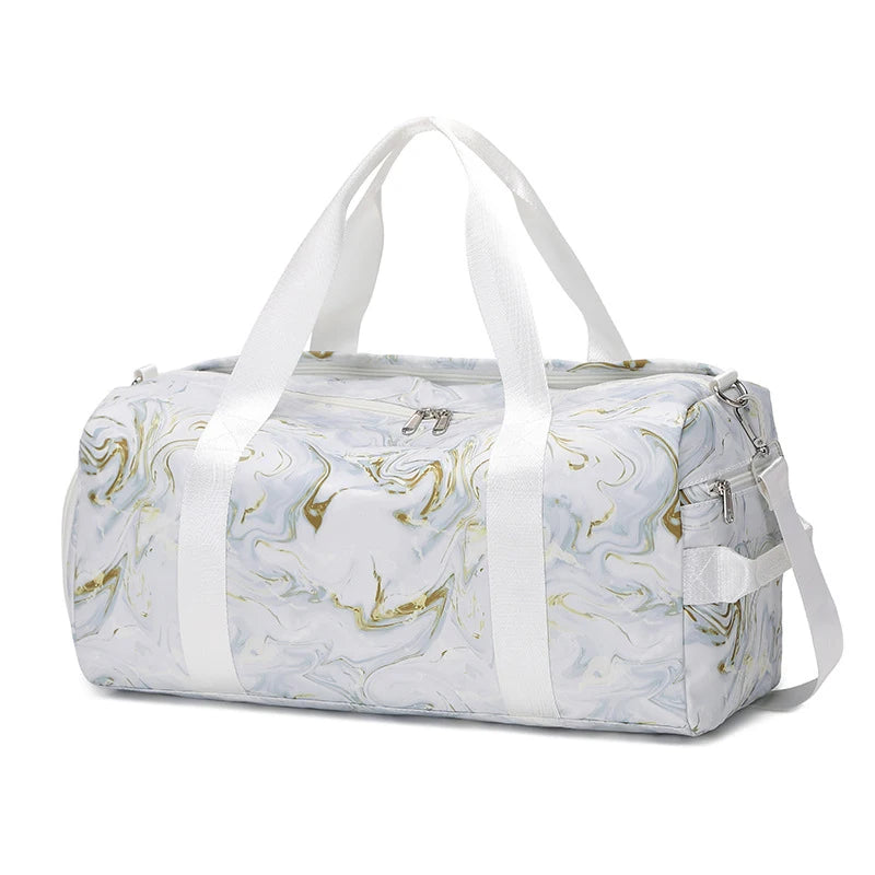 Wet Dry Separation Travel Duffle with Shoe Bag and Cosmetic Organizer for Women