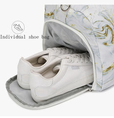 Wet Dry Separation Travel Duffle with Shoe Bag and Cosmetic Organizer for Women