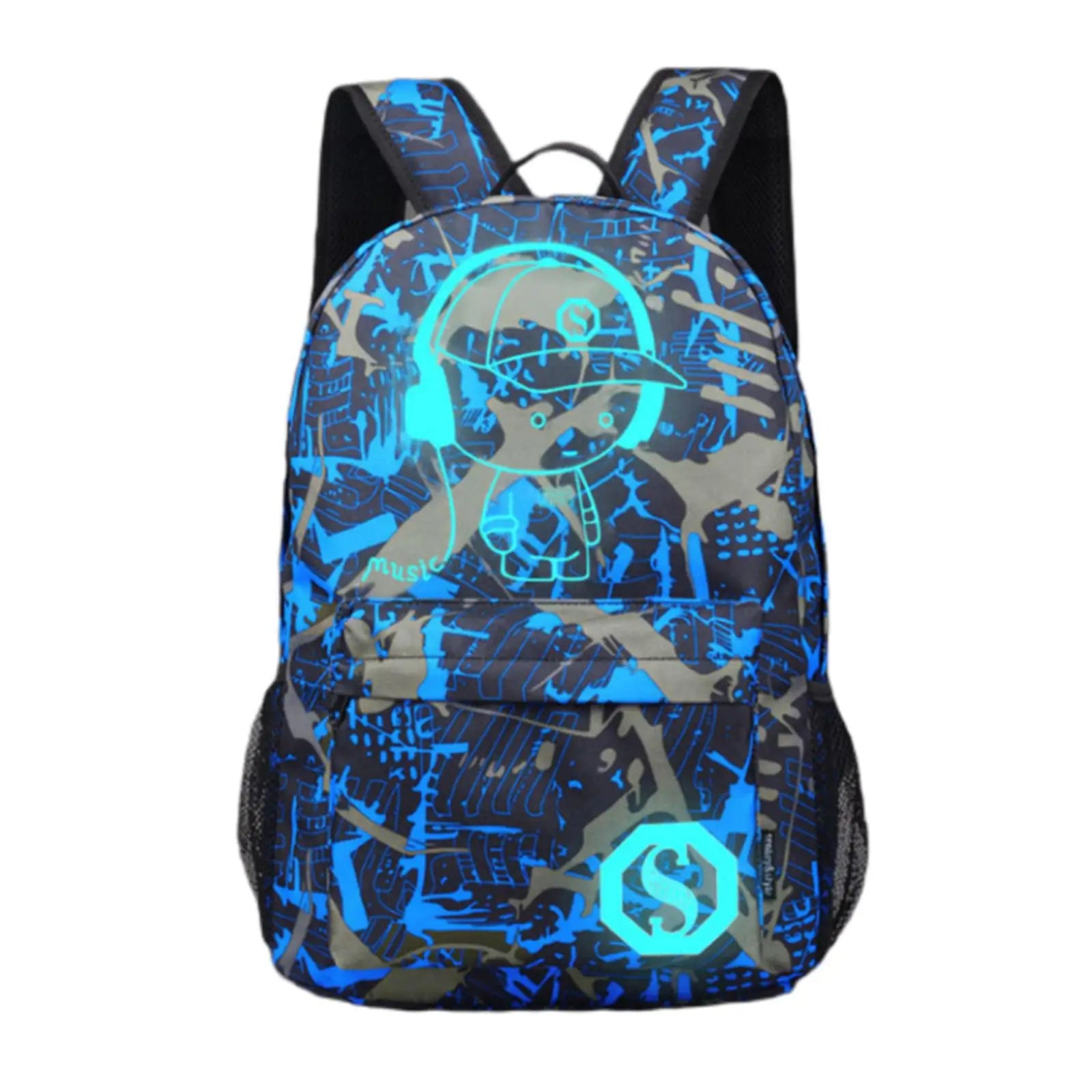 Luminous Backpack with USB Charging Port, Bookbag for School
