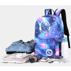 Luminous Backpack with USB Charging Port, Bookbag for School