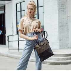 Geometric Handbag Matte Folding Tote Bags for Women