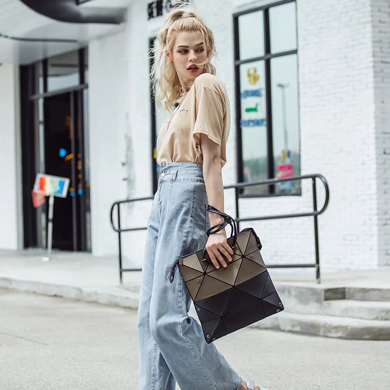 Geometric Handbag Matte Folding Tote Bags for Women