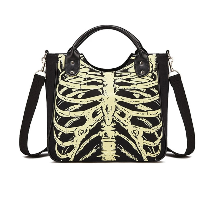 Gothic Skeleton Bones Skulls Crossbody Handbag
