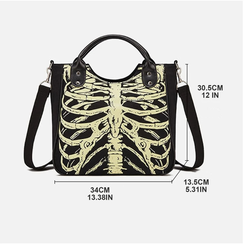 Gothic Skeleton Skulls Shoulder Bag Halloween Punk