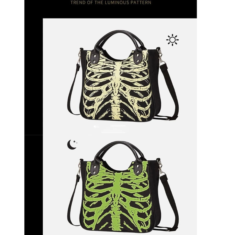 Gothic Skeleton Skulls Shoulder Bag Halloween Punk