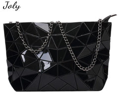 Geometric Luminous Clutch Purse Holographic Leather Crossbody Bag