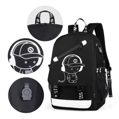 Luminous Music Boy Laptop USB Backpack Men Bag Casual Anti-theft Backpacks