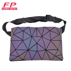 Holographic Fanny Pack Purse Female Belt Bag Geometric Waist Pack