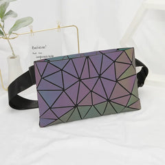 Luminous Waist Bag Holographic Fanny Pack Geometric Waist Pack Laser Chest Pouch