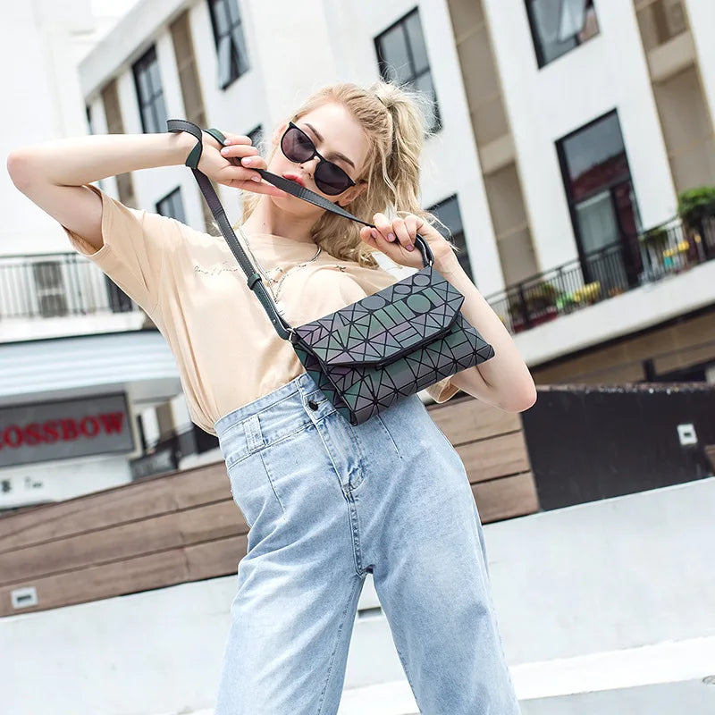 Luminous Geometric Clutch Bag Crossbody Shoulder Handbag for Women
