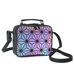 Geometric Plaid Hologram Small Square Crossbody Bag
