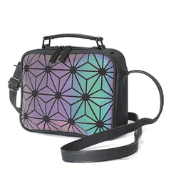 Geometric Plaid Hologram Small Square Crossbody Bag