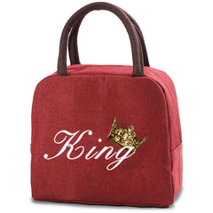 Insulated Canvas Cooler Lunch Bag Bento Pouch for Kids Food Thermal Handbag