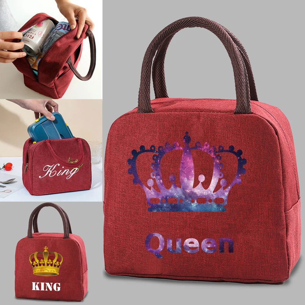 Insulated Canvas Cooler Lunch Bag Bento Pouch for Kids Food Thermal Handbag