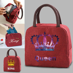 Insulated Canvas Cooler Lunch Bag Bento Pouch for Kids Food Thermal Handbag